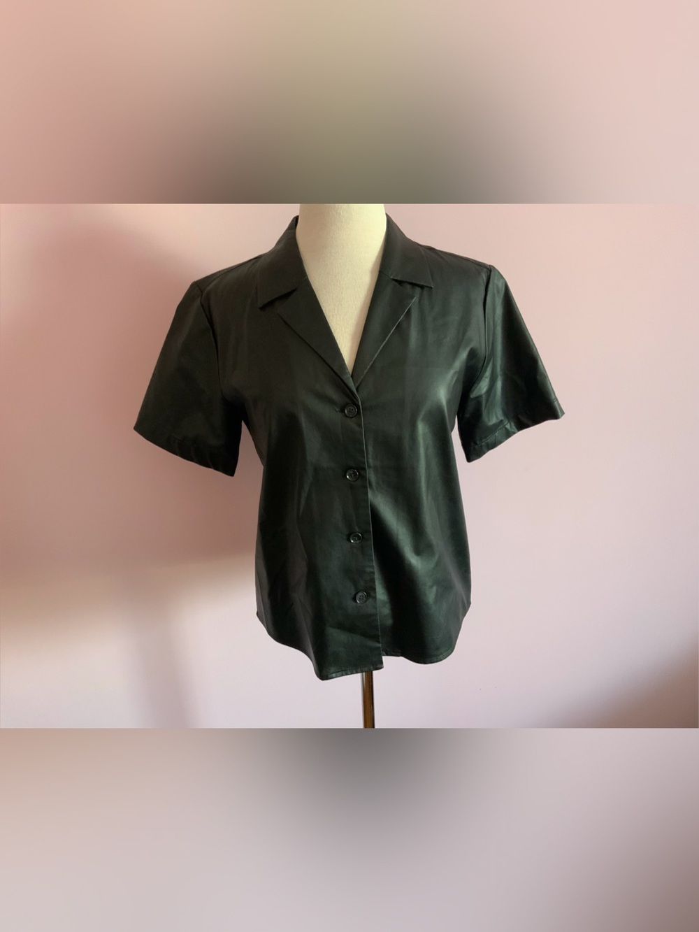 Banana Republic Black Faux Leather Short Sleeve Top